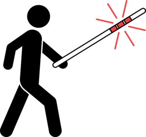 Logo van LightUpCane: een pictogram van een persoon met een lichtgevende blindenstok.